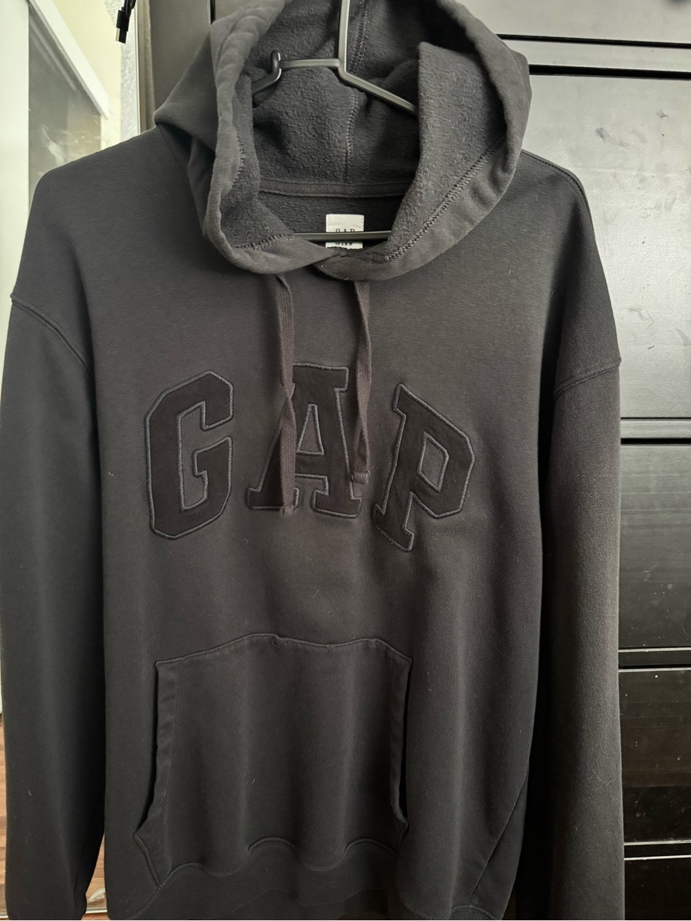 GAP Black Pullover Hoodie with Tonal Logo